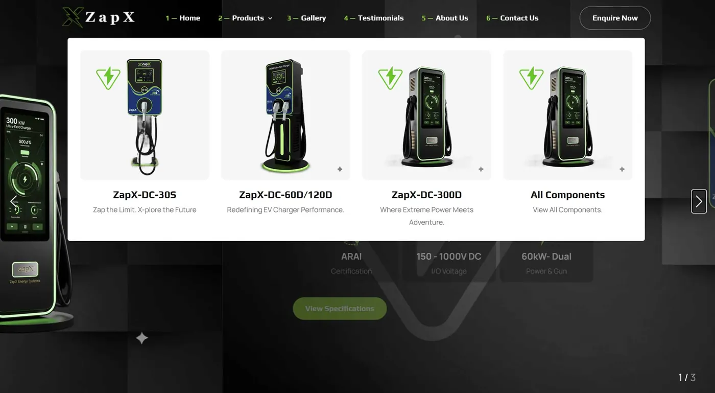 EV Charger Brand website screen 2