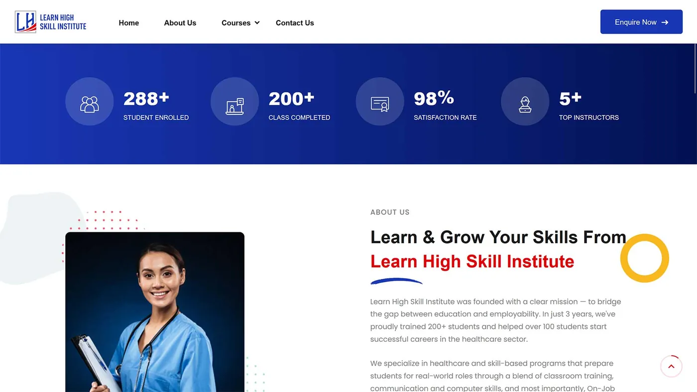 Skill-Training Institute website screen 2