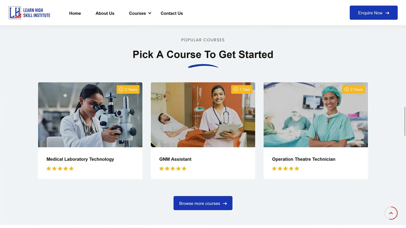 Skill-Training Institute website screen 3