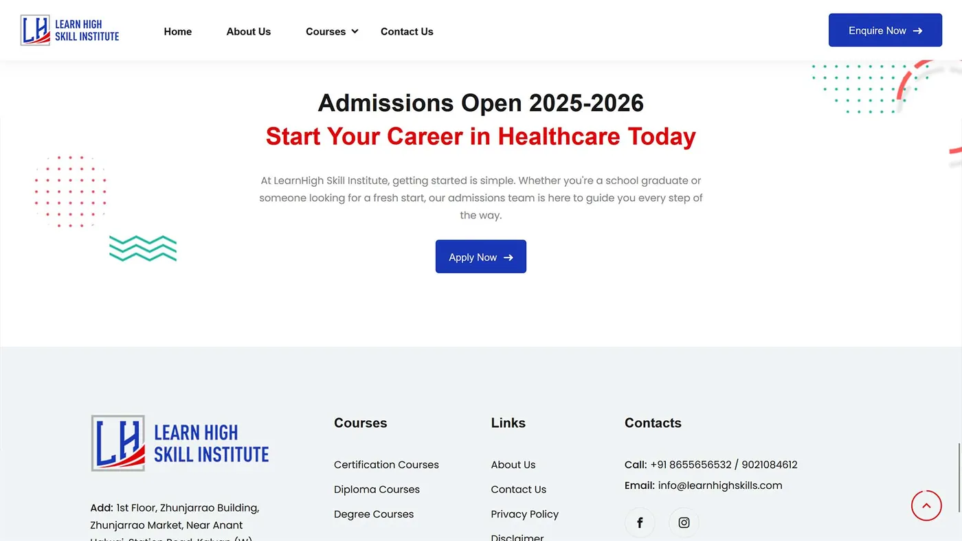 Skill-Training Institute website screen 5