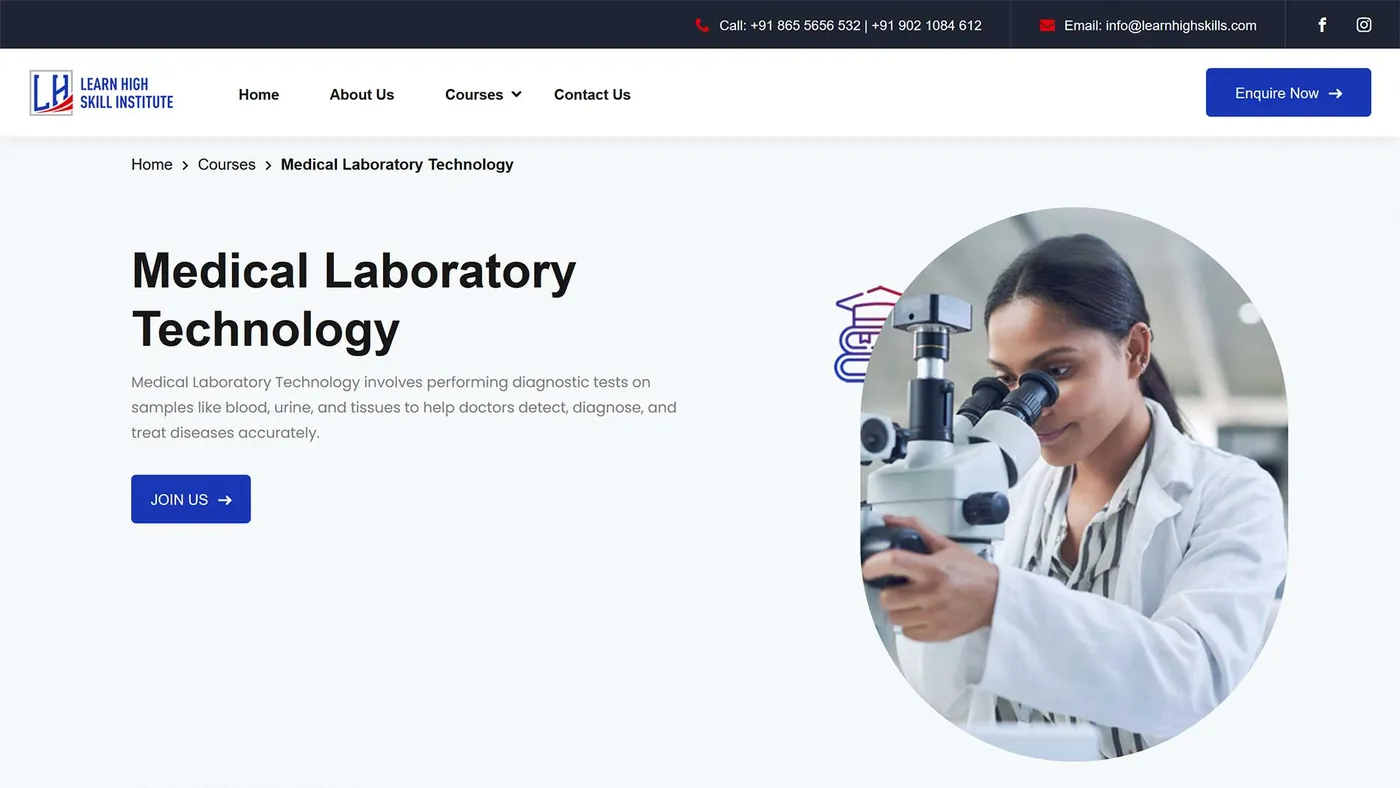 Skill-Training Institute website screen 6