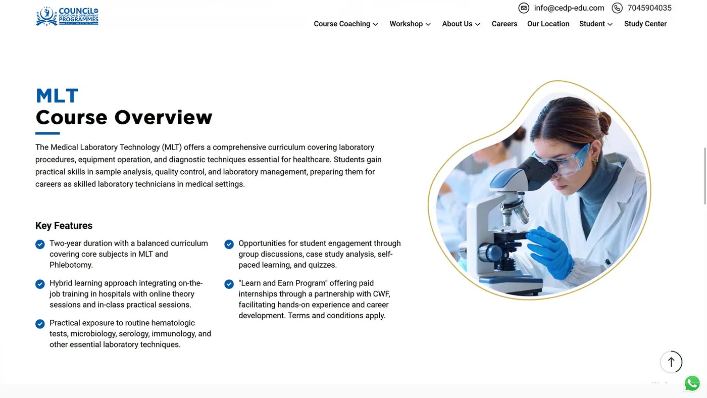 Multi-Centre Skill-Training Network website screen 3