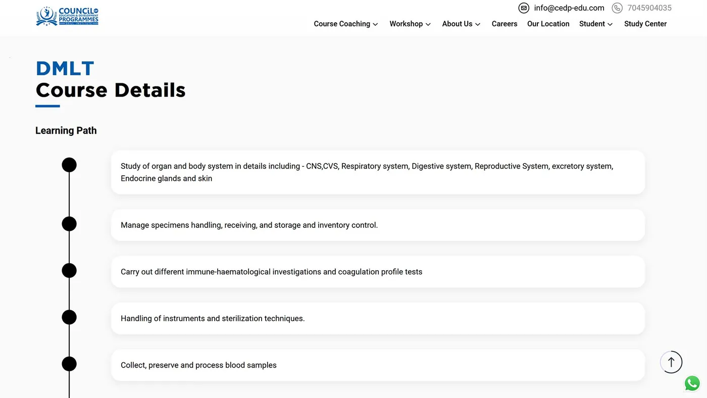 Multi-Centre Skill-Training Network website screen 4